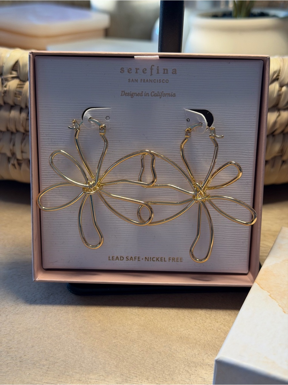 Serefina Gold Wire Floral Statement Earrings